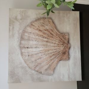 Nanette Lepore Coastal Collection Scallop Shell Beach Wall Art Canvas